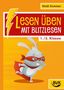 Text: "Lesen üben mit Blitzlesen 1./2. Klasse" von Heidi Sommer. Illustration: Ein Hase mit Maske und Umhang. BVK-Logo., Buch