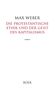 Große schwarze Schrift: "MAX WEBER". Darunter rot: "DIE PROTESTANTISCHE ETHIK UND DER GEIST DES KAPITALISMUS". Unten: "BOER"., Buch