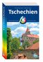"Tschechien" in großer Schrift, darunter ein Schloss mit roten Dächern und türkisfarbenem Himmel. Logo: Buntes "MM".