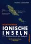Titel: "BUCHTENFINDER IONISCHE INSELN". Beschreibung: Satellitenbild von Paxos und Antipaxos. Orte und Infos markiert. Autor: Thomas Käsbohrer.