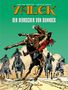 "YALEK: DER HERRSCHER VON BANNOCK" darüber. Illustration: Reiter bekämpft maskierte Männer auf Pferden in staubiger Landschaft.