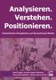 "Analysieren. Verstehen. Positionieren." Feministische Perspektiven auf rechte Extreme. Graffiti einer Person im lilafarbenen Stil., Buch