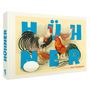 Text: "HÜHNER", "Illustrationen von Jean Bungartz". Illustration von Hühnern und einem großen Ei im Vordergrund., Buch