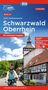 ADFC Radkarte Schwarzwald Oberrhein. Wetterfest, GPS-Tracks, E-Bike geeignet. Frau auf Rad vor Fachwerkhaus.