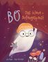 „BO, das kleine Brillengespenst“ steht in verspielten Buchstaben. Ein Geist mit Brille und Mütze lächelt freundlich., Buch