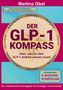Ein Cover mit dem Titel "Der GLP-1 Kompass", umgeben von Begriffen wie Ernährung, Bewegung und Motivation. Autor: Martina Obst., Buch