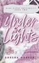 Text: "Under the Lights, Blue Ridge University Book Two, Sorena Graves." Hintergrund: Lila Töne, Blumen, Statue, Football., Buch