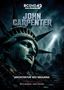 "Die Filme des John Carpenter" in großen gelben und roten Buchstaben. Illustration eines Mannes mit Waffe vor Freiheitsstatue., Buch