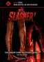 Text: "Der Slasher", "Die Geburt eines blutigen Genres", "Von 1960 bis 1979", "Mike Blankenburg". Blutig bestrichene Beine, dunkle Gestalt mit Messer., Buch