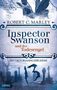„Inspector Swanson und der Todesengel“ steht in großen Buchstaben. Dunkle, mystische Szene mit Grabsteinen und einem Engel., Buch