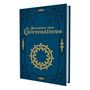 "Annalen des Götteralters" steht auf einem blauen Buch mit goldenen Verzierungen und Ornamenten., Buch