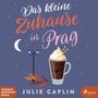 „Das kleine Zuhause in Prag“; Laterne, Tasse mit Schlagsahne, Mondelement; herbstliche Blätter und stilisierte Logos.