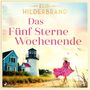 Text: "ELIN HILDERBRAND Das Fünf Sterne Wochenende." Frau im rosa Kleid läuft am Strand, Leuchtturm im Hintergrund., 2 MP3-CDs