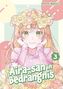 Titel: "Aira-san in Bedrängnis". Illustration von lächelndem Mädchen mit Blumenkranz und pastellfarbenem Hintergrund., Buch