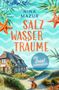 "Nina Mazur Salz Wasser Träume Die Inselschwestern Roman." Gemaltes, strandnahes Haus, Blumen, Seehund, Hund am Strand., Buch