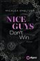 Titel: "Nice Guys Don’t Win". Autor: Micalea Smeltzer. Stil: Schwarz mit violettem Text, Verzierungen in den Ecken., Buch