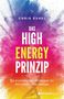 Text: "Chris Surel", "Das High Energy Prinzip", "Die 8 wichtigsten Strategien für ein Leben voller Energie". Farbspritzer in Blau, Pink, Lila., Buch