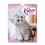 Text: "Katzen 2027". Ein Kalender mit einem niedlichen grau-weißen Kätzchen, das aufmerksam schaut., Kalender