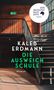 2025 deutscher buchpreis Shortlist. Kaleb Erdmann. Die Ausweichschule. Roman. Treppenhaus mit Fluchtweg-Zeichen.