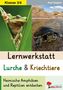 "Klasse 3/4", "Axel Gutjahr", "Lernwerkstatt Lurche & Kriechtiere", "Heimische Amphibien und Reptilien entdecken". Links ein Frosch, rechts eine Schildkröte., Buch