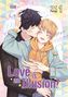"Love is an Illusion!", "Story & Art by Fargo", zwei junge Männer umarmen sich liebevoll, farbenfroher Hintergrund., Buch