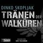 Text: "DINKO SKOPLJAK, TRÄNEN DER WALKÜREN, GELESEN VON UVE TESCHNER." Darunter ein Logo mit stilisiertem Schriftzug., MP3-CD