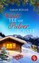 "Sarah Rüeger: Wintertee und Pulverschnee." Eine Holzhütte in verschneiten Bergen, mit Tannen und einem Schlitten., Buch