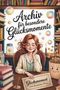 „Archiv für besondere Glücksmomente“. Frau mit roten Haaren, umgeben von Büchern und Seifenblasen, lächelt nachdenklich., Buch