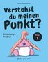 „Verstehst du meinen Punkt? Entstehung & Kindheit Band 1.“ Illustration eines pinken Charakters in Windel auf blauem Hintergrund., Buch
