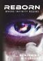 „REBORN: WHERE INFINITY BEGINS“ steht oben, „BENJAMIN R. WIESBAUER“ unten. In der Mitte ist ein detailliertes Auge mit galaktischen Farben., Buch