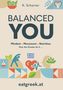 Titel: "Balanced You", Themen: Mindset, Bewegung, Ernährung. Grafiken: Salat, Herzsymbol, griechische Flagge. Webseite: eatgreek.at., Buch