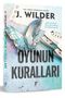 Text: "J. Wilder, OYUNUN KURALLARI". Glänzender Schmetterling und Eiskunstlaufschuhe auf buntem Hintergrund. Buchcover., Buch