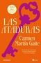 "LAS ATADURAS", Carmen Martín Gaite, 100 Jahre der Autorin. Illustration: Lila Schlüssel auf orangefarbenem Hintergrund., Buch