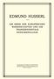 Edmund Husserl: Die Krisis der Europäischen Wissenschaften und die Transzendentale Phänomenologie, Buch