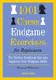 "1001 Chess Endgame Exercises for Beginners" von Thomas Willemze. Schachfiguren auf blauem Hintergrund mit gelbem Rand.