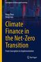 Titel: "Climate Finance in the Net-Zero Transition". Autoren: Peng Zhou, Dong Guo. Skyline in dunklen Farben im Hintergrund., Buch