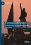 Titel: "A Genealogy of Populism" von Brian Charles. Silhouette einer jubelnden Menge, Person hebt die Faust im Vordergrund., Buch