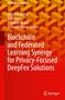 Titeltext: "Blockchain and Federated Learning Synergy for Privacy-Focused DeepFex Solutions". Rotes, geometrisches Muster im Hintergrund., Buch