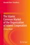 Text: "The Islamic Common Market of the Organization of Islamic Cooperation: A Future Model". Bunte rote und orange Wirbel., Buch