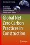 Titel: Global Net Zero Carbon Practices in Construction. Logos: Springer, Weltkugel und Yin-Yang-Symbol., Buch