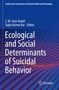 Text: "Ecological and Social Determinants of Suicidal Behavior." Blau-lila Hintergrund mit Wellenmuster. Springer-Logo., Buch