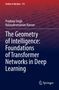 Text: "Studies in Big Data 175. The Geometry of Intelligence: Foundations of Transformer Networks in Deep Learning." Unten ist das Springer-Logo. Der Hintergrund hat rote und blaue Farbtöne mit Einsen und Nullen., Buch