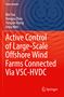 Text: "Power Systems. Active Control of Large-Scale Offshore Wind Farms Connected Via VSC-HVDC." Autorenliste: Vier Namen. Hintergrund: Abstrakte Wirbel in Blau und Rot., Buch