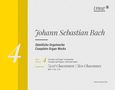 "Johann Sebastian Bach, Sämtliche Orgelwerke, Band 4, Zwei Chaconnen BWV 1178, 1179. Gelbes Feld mit einer großen 4 links."