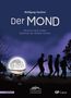 "Der MOND" von Wolfgang Gentner. Silhouetten von Menschen ziehen einen Handwagen mit leuchtendem Mond durch die Nacht., Noten