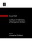 Arvo Pärt: Cantus in Memory of Benjamin Britten für Streichorchester und eine Glocke (1977/1980), Noten