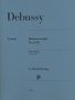 "Debussy, Urtext, Klavierwerke Band III, Piano Works Volume III, G. Henle Verlag, 1196" schwarzer Text auf blauem Hintergrund.