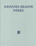 Text: "JOHANNES BRAHMS WERKE" oben, darunter ein stilisiertes "B". Heller Hintergrund, schlichte Gestaltung., Noten
