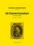 "XII Klaviersonaten" von Christian Gottlob Neefe, darunter ein antikes Porträt im Profil, gelber Hintergrund. Edition Dohr., Noten