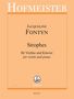 „HOFMEISTER“ im oberen Bereich, darunter „Jacqueline Fontyn, Strophes“, dann „für Violine und Klavier“. Unten ein Leipzig-Logo.